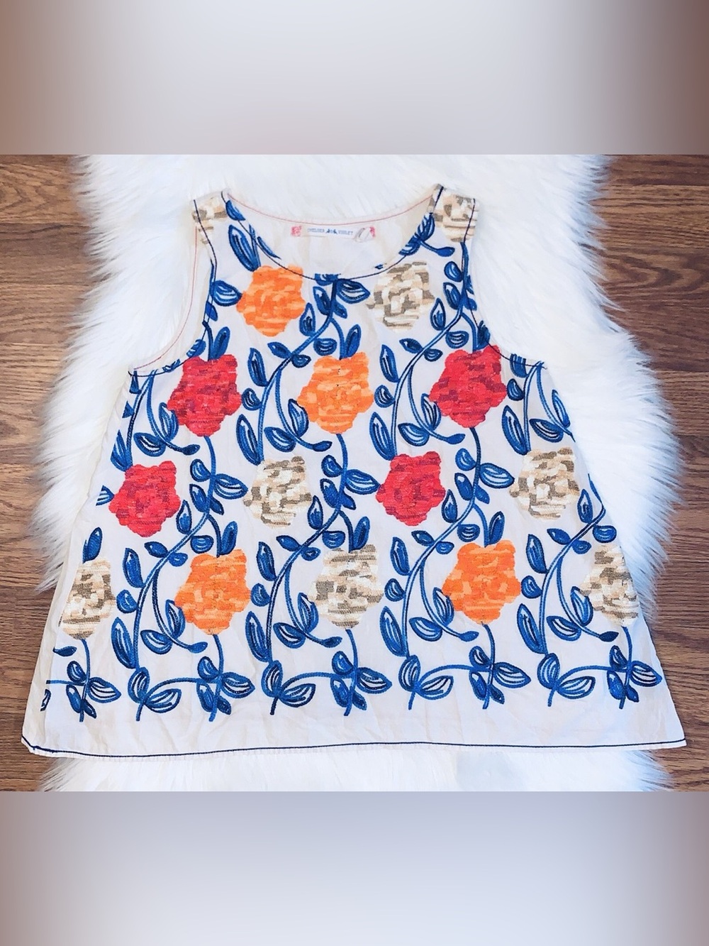 Anthropologie Chelsea & Violet Embroidered Floral Tank Top